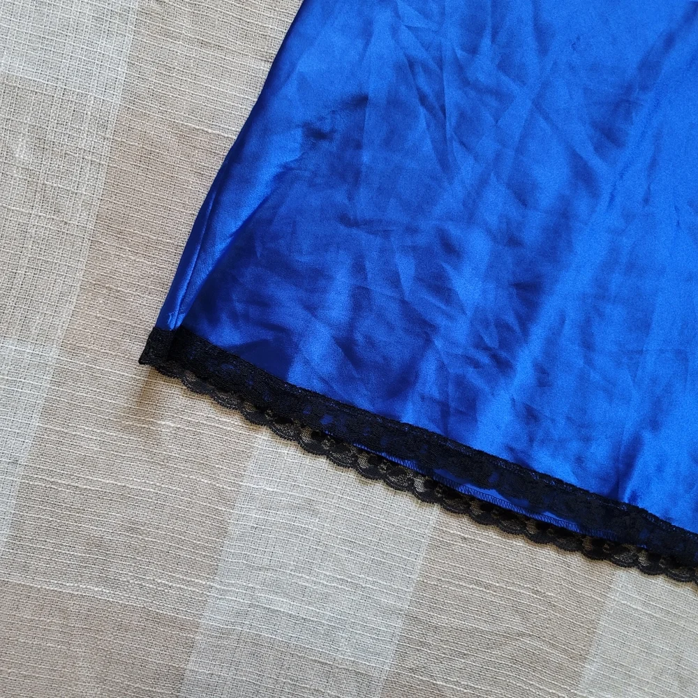 Vintage Mobwife Rave Festival Vampire Operacore Sapphire Blue Mini Slip Dress - Picture 3 of 9